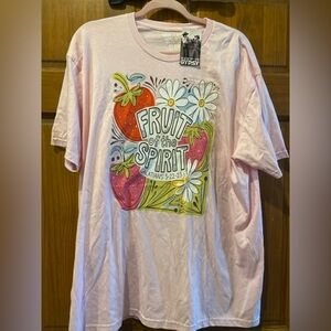 NWT! Keep it Gypsy Pink Fruit of the Spirit T-Shirt strawberries & daisies